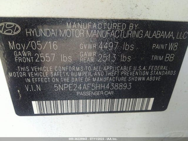 2017 HYUNDAI SONATA SE 9