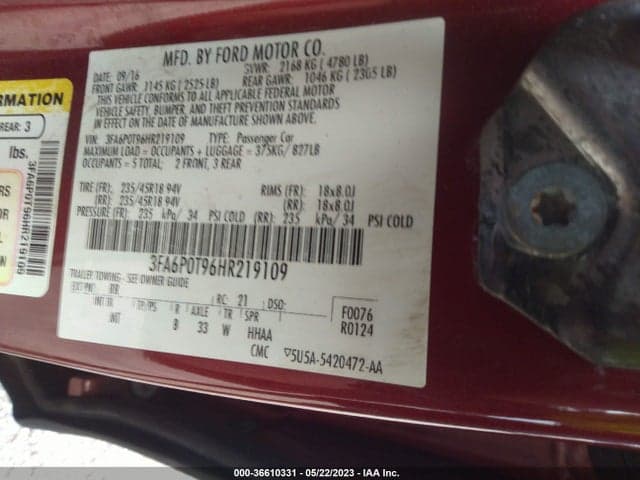 2017 FORD FUSION SE 9