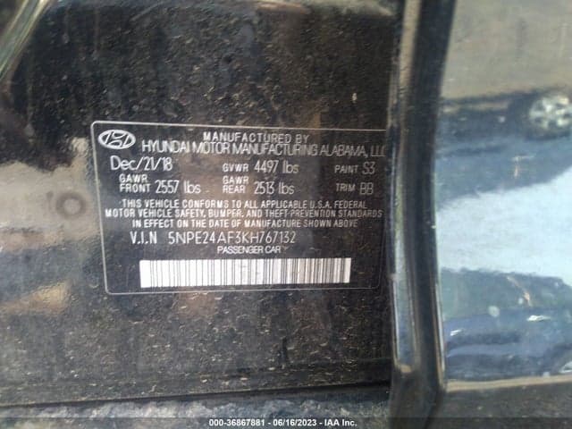 2019 HYUNDAI SONATA SE 9