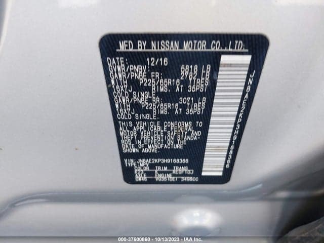 2017 NISSAN QUEST SV 9