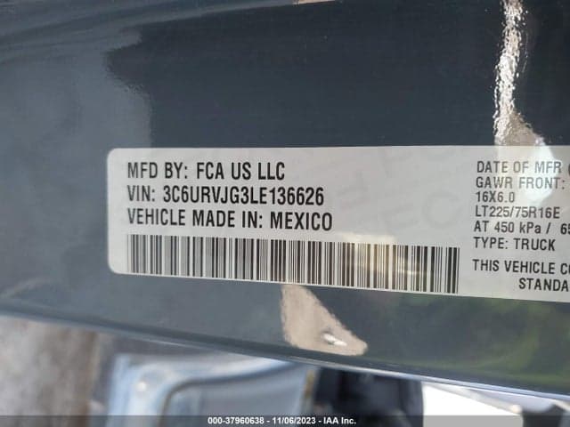 2020 RAM PROMASTER 3500 CARGO VAN HIGH ROOF 159" WB EXT 9