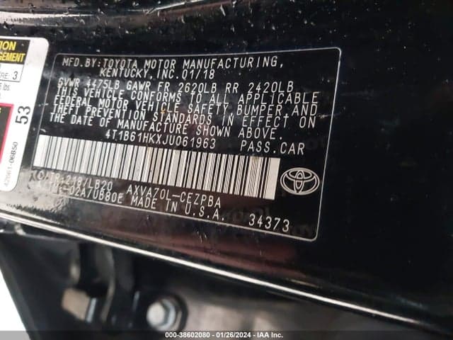 2018 TOYOTA CAMRY XSE 9