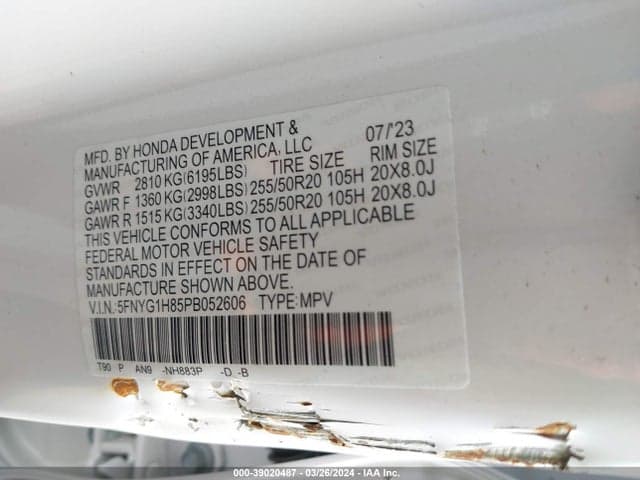2023 HONDA PILOT AWD ELITE 9