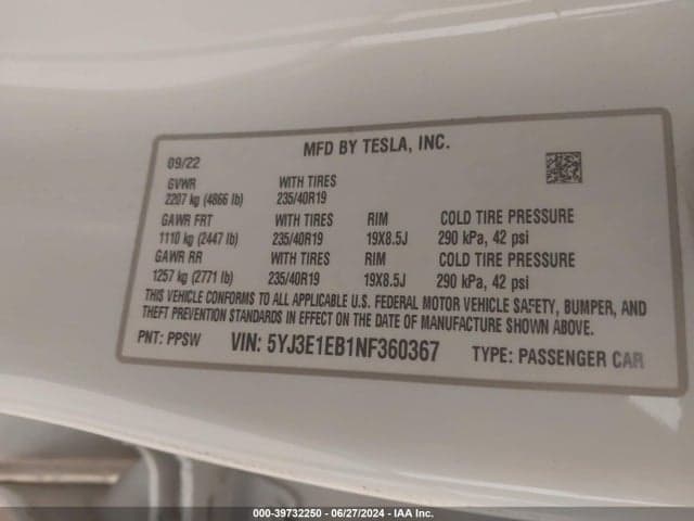 2022 TESLA MODEL 3 LONG RANGE DUAL MOTOR ALL-WHEEL DRIVE 9