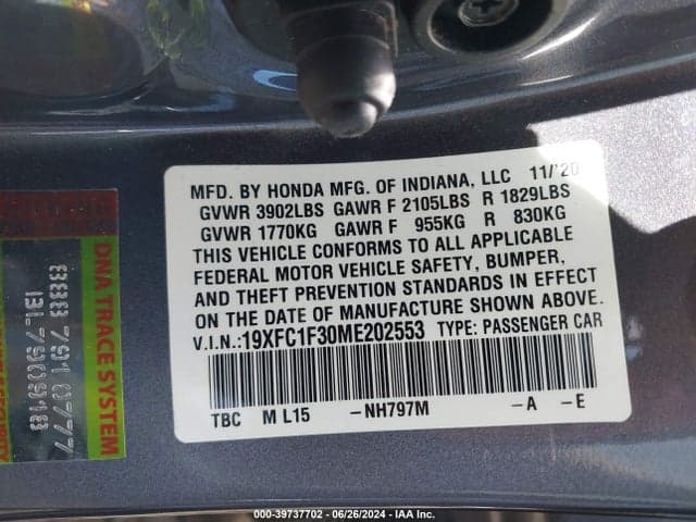 2021 HONDA CIVIC EX 8
