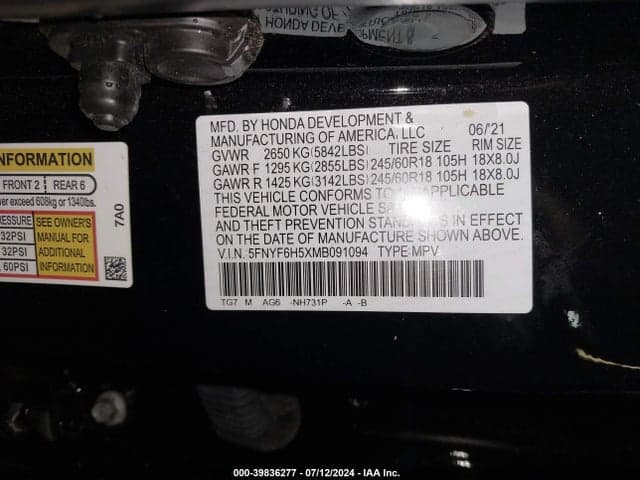 2021 HONDA PILOT AWD EX-L 9