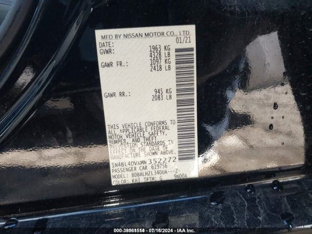 2021 NISSAN ALTIMA SV FWD 9