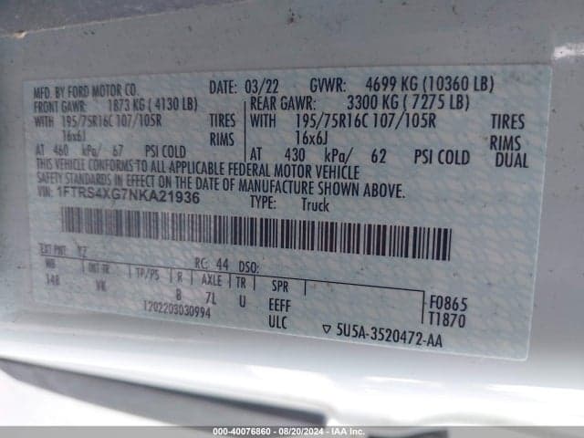 2022 FORD TRANSIT-350 CARGO VAN 8