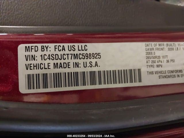 2021 DODGE DURANGO R/T AWD 9