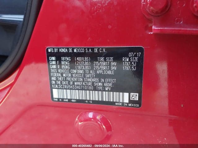 2017 HONDA HR-V LX 9