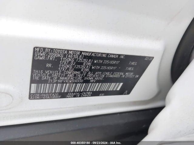 2020 TOYOTA RAV4 XLE 9