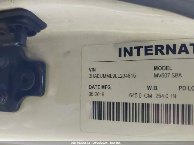 2020 INTERNATIONAL MV 9