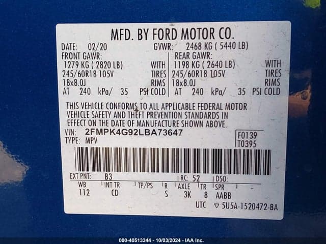 2020 FORD EDGE SE 9