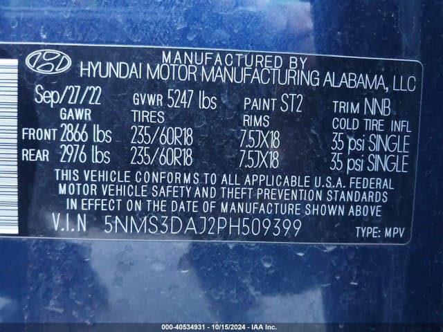 2023 HYUNDAI SANTA FE SEL 9