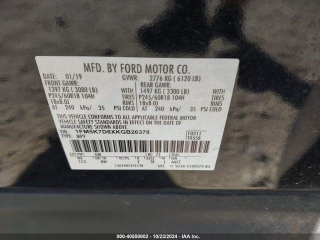 2019 FORD EXPLORER XLT 9