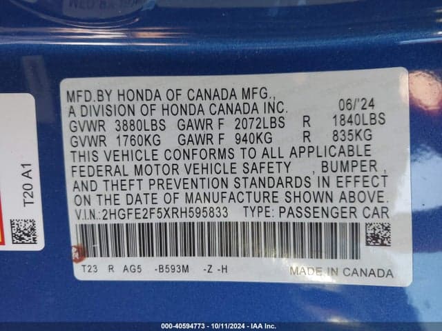 2024 HONDA CIVIC SPORT 9