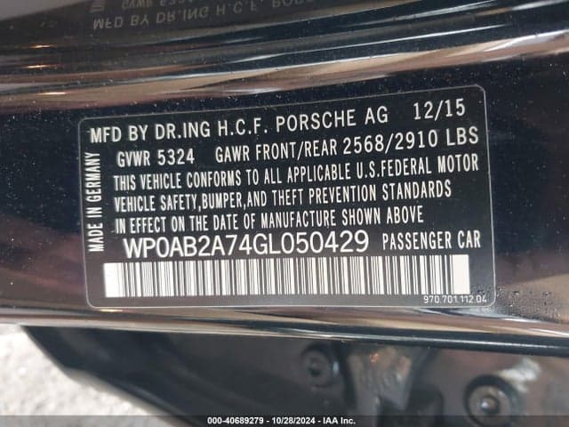 2016 PORSCHE PANAMERA S 9