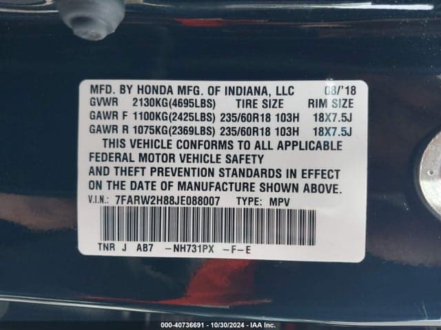 2018 HONDA CR-V 9