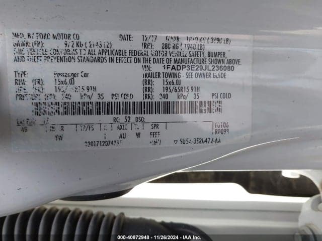 2018 FORD FOCUS S 9