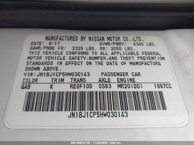 2017 NISSAN ROGUE SPORT SL 9