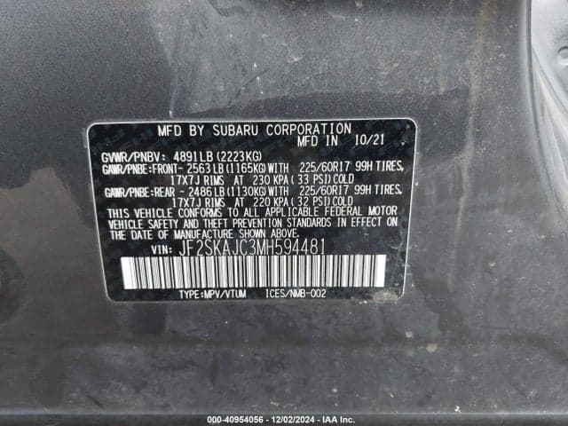 2021 SUBARU FORESTER PREMIUM 9