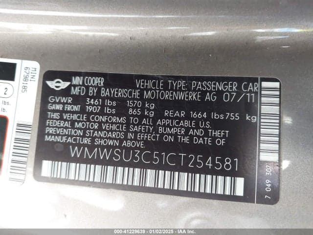 2012 MINI COOPER 9