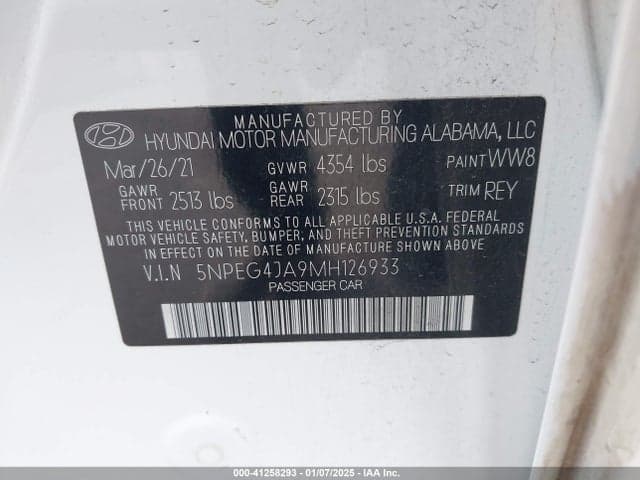 2021 HYUNDAI SONATA SE 9