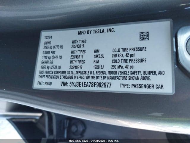2025 TESLA MODEL 3 LONG RANGE REAR-WHEEL DRIVE 9