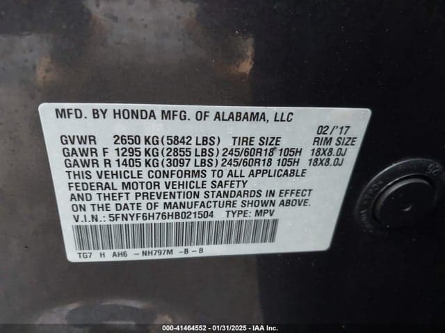 2017 HONDA PILOT EX-L 9