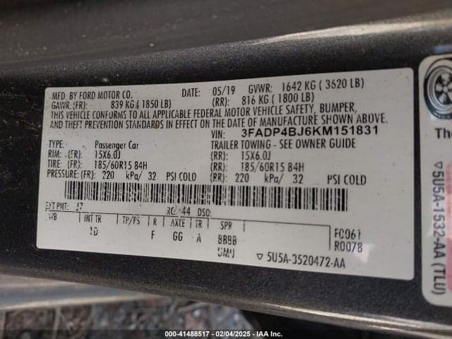 2019 FORD FIESTA SE 9