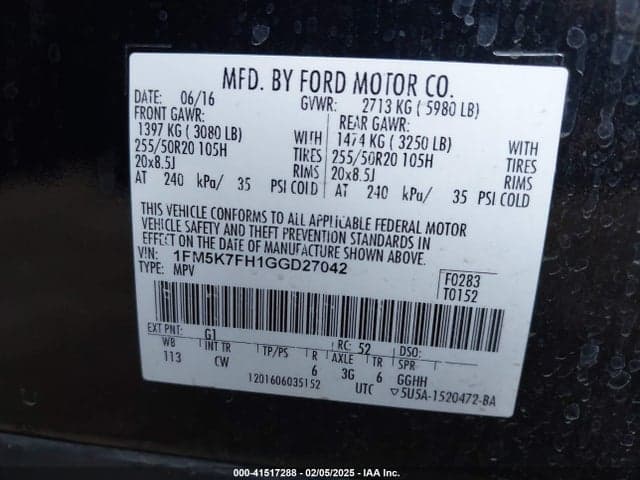 2016 FORD EXPLORER LIMITED 9