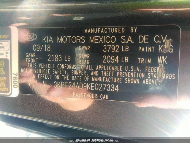 2019 KIA FORTE FE 9