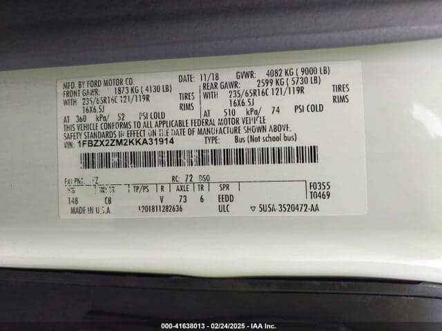 2019 FORD TRANSIT-350 XLT 9