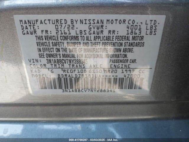 2022 NISSAN SENTRA SV XTRONIC CVT 9