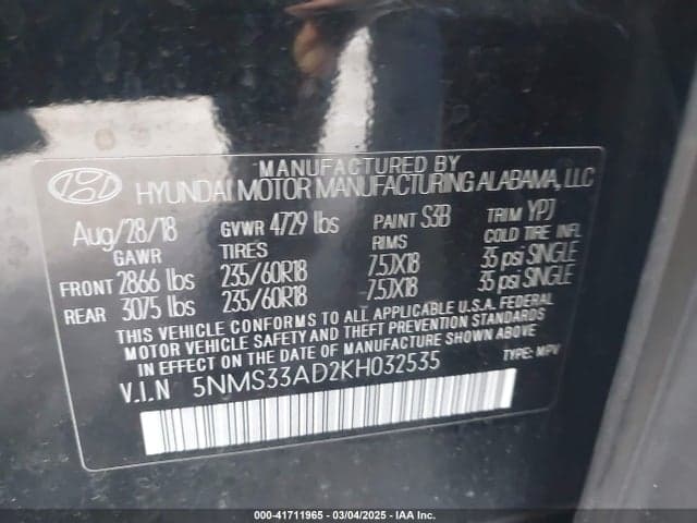 2019 HYUNDAI SANTA FE SEL PLUS 9
