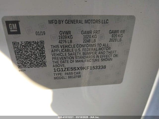 2019 CHEVROLET MALIBU PREMIER 9