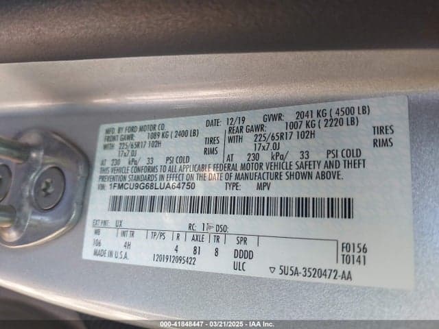 2020 FORD ESCAPE SE 9