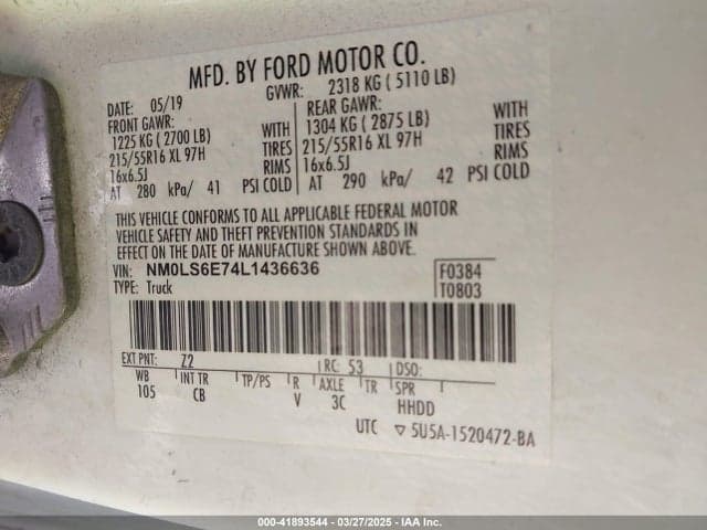 2020 FORD TRANSIT CONNECT XL 9