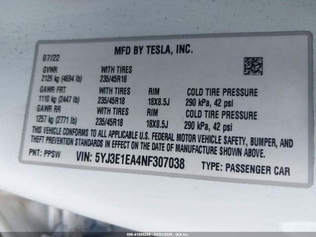 2022 TESLA MODEL 3 REAR-WHEEL DRIVE 9