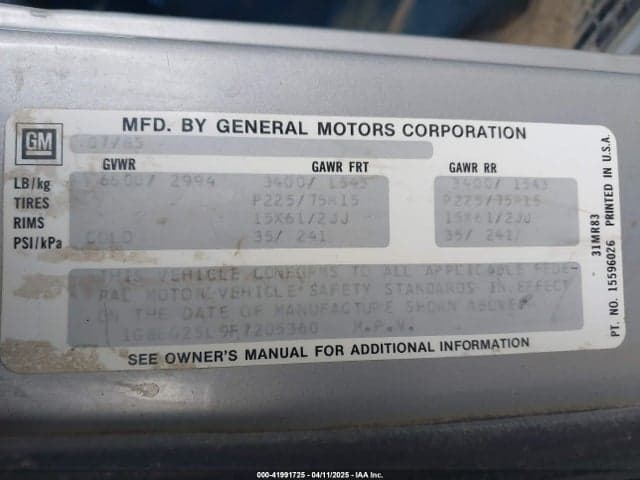 1985 CHEVROLET G20 9