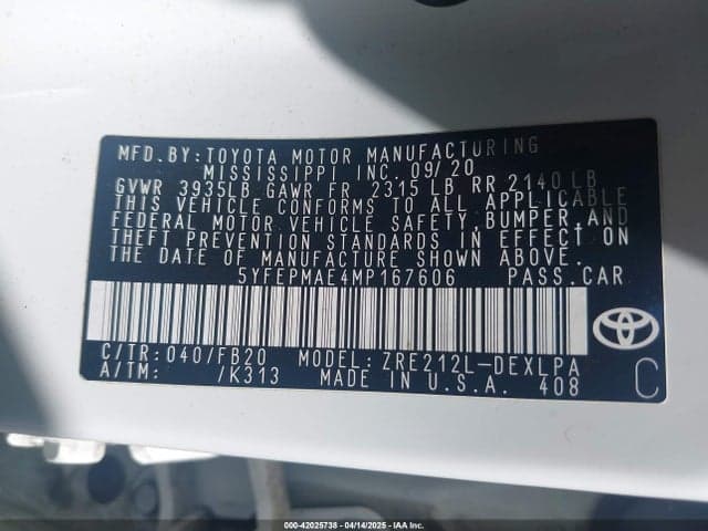 2021 TOYOTA COROLLA LE 9