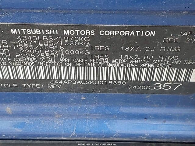 2019 MITSUBISHI OUTLANDER SPORT 2.0 ES 9