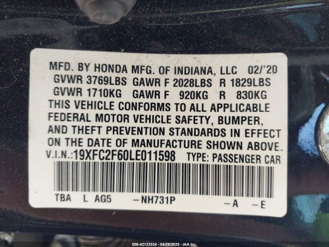 2020 HONDA CIVIC LX 9