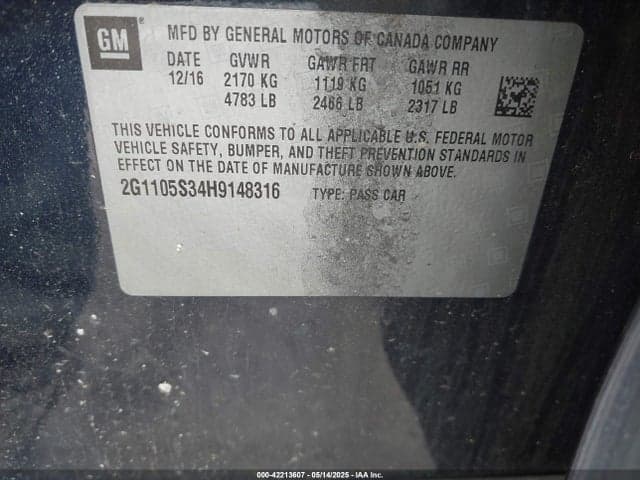 2017 CHEVROLET IMPALA 1LT 9