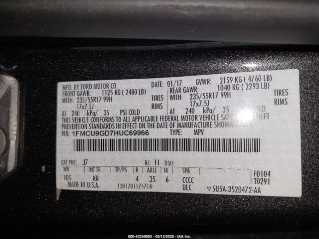 2017 FORD ESCAPE SE 9
