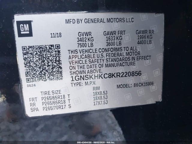 2019 CHEVROLET SUBURBAN LT 9