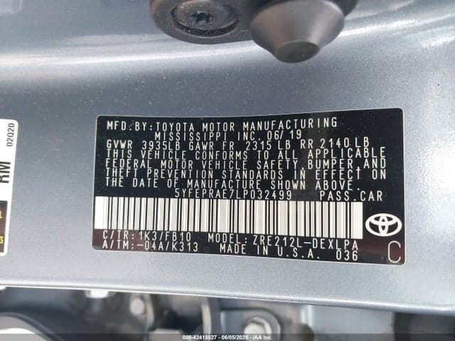 2020 TOYOTA COROLLA LE 9