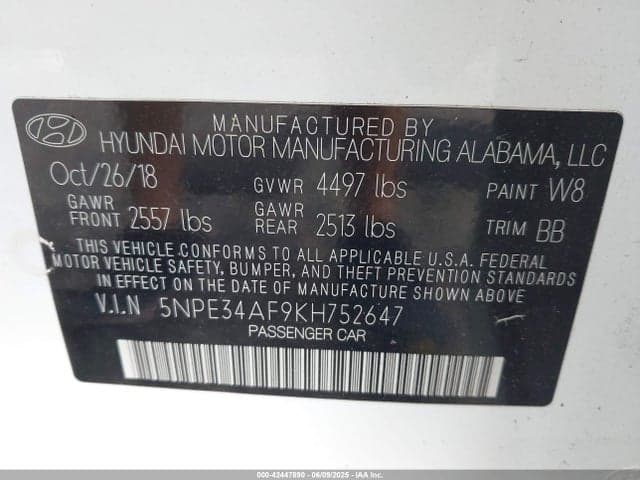 2019 HYUNDAI SONATA LIMITED 9
