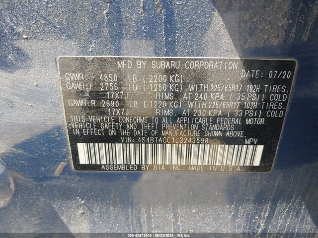 2020 SUBARU OUTBACK PREMIUM 9