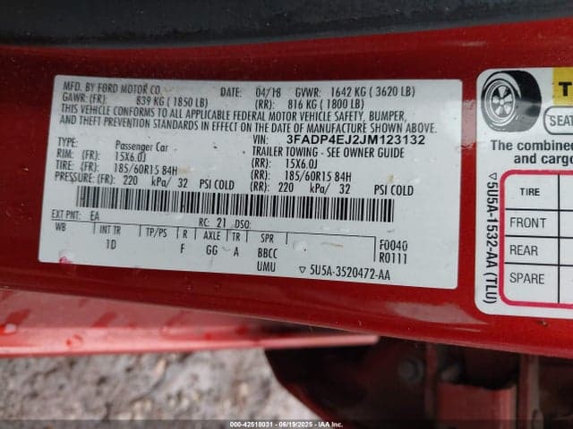 2018 FORD FIESTA SE 9
